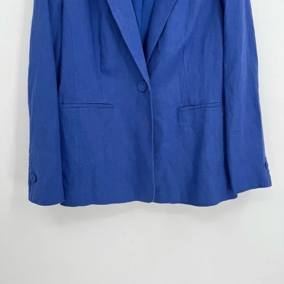 Pure Collection Blazer Women's Size 12 Linen One Button Pockets Lined Vented - Picture 3 of 8